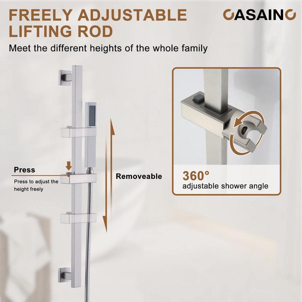 Rainfall Symphony 16inch Dual Shower Head Rainfall Thermostatic Shower System with 16-inch Slide Bar and Body spray