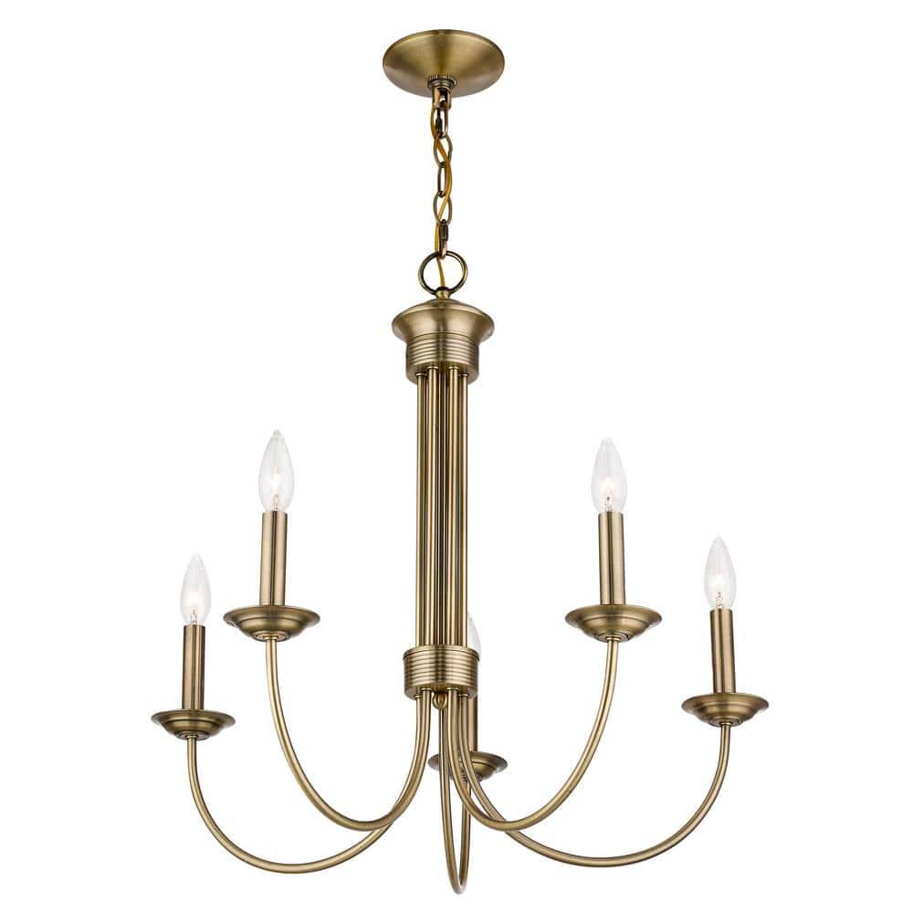 Livex Lighting Estate 5 - Light Chandelier in  Antique Brass