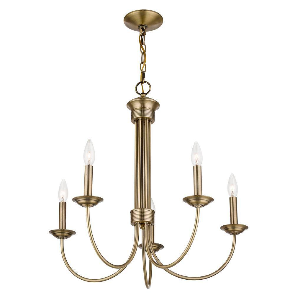 Livex Lighting Estate 5 - Light Chandelier in  Antique Brass