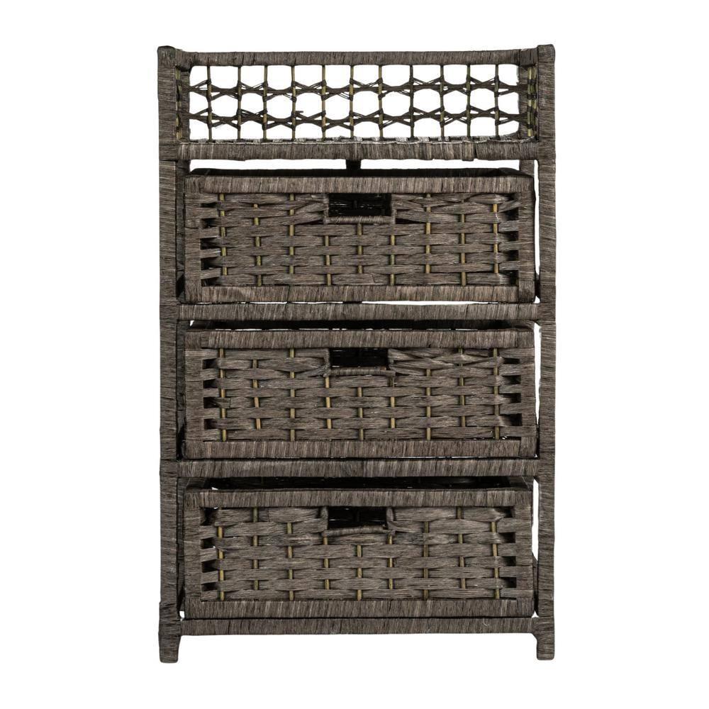 Household Essentials 3-Drawer Dresser with Top Shelf and Cutout Handles, Grey