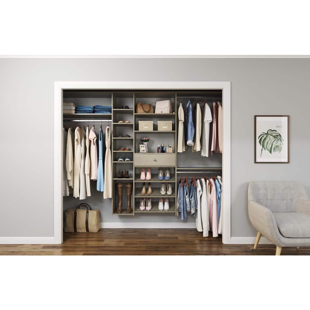 Shelves Closet Storage, 12 In-(Pack Of 4), Weathered Grey, 4 Count