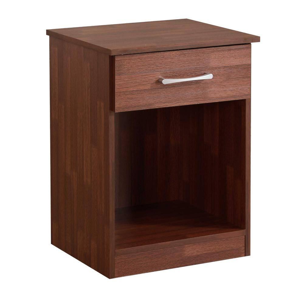 Passion Furniture Lindsey 1-Drawer Cherry Nightstand (24 in. H x 18 in. W x 16 in. D)