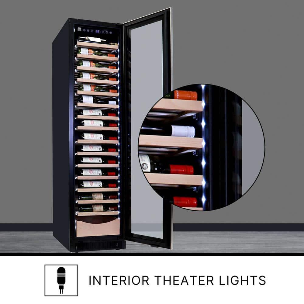 Elite Compressor 112 Bottle Wine Cellar Cooling Unit in Blackand Silver, Built-In/Freestanding with Reversible Door