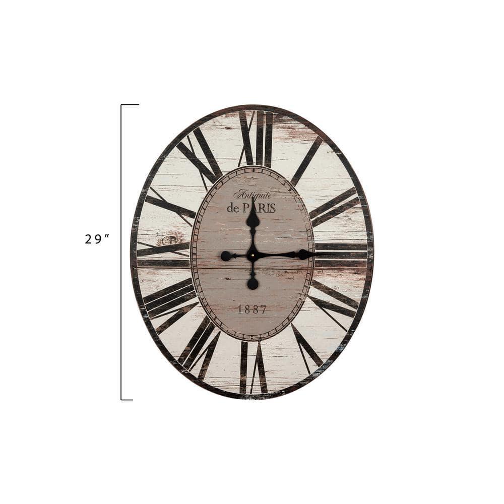 Woven Paths 29" Oval Distressed White Wood Wall Clock