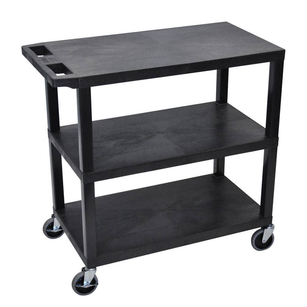 Luxor E Series Utility Cart with 3 Flat Shelves