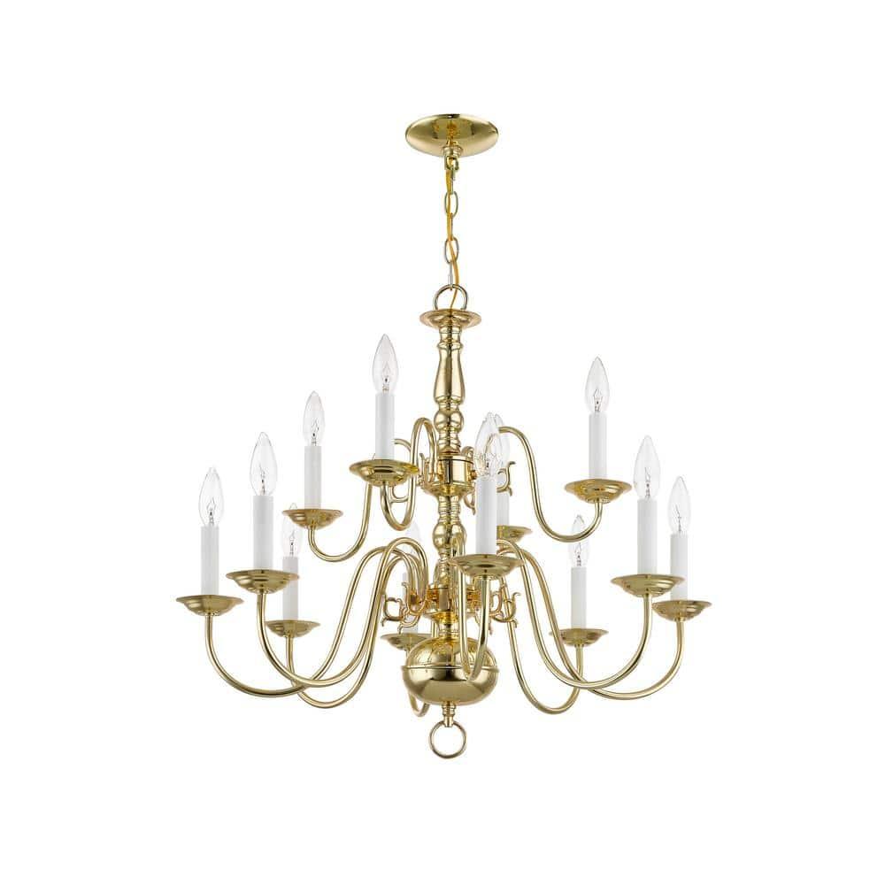 Livex Lighting Williamsburgh 12 - Light Chandelier in  Polished Brass