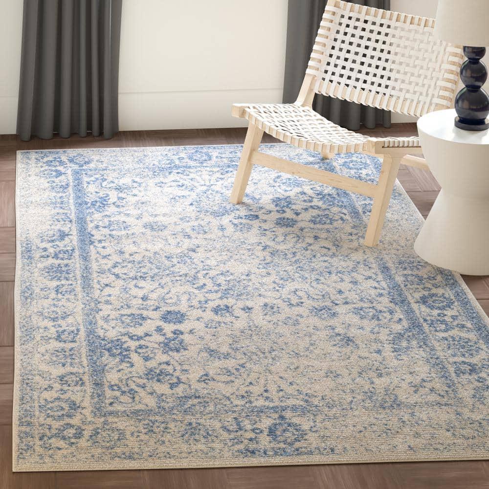 SAFAVIEH Adirondack Wyatt Traditional Area Rug, Ivory/Light Blue, 3' x 5'