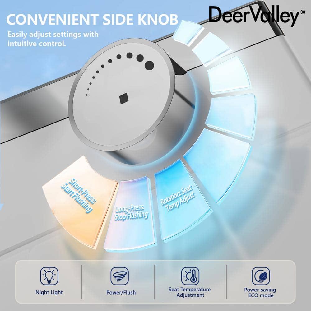 DeerValley Smart Toilet Elongated 1 Piece 1.28GPF  Fully Glazed Toilet with Heated Seat & Foot Kick Flush & Night Light DV-1S0029-V1