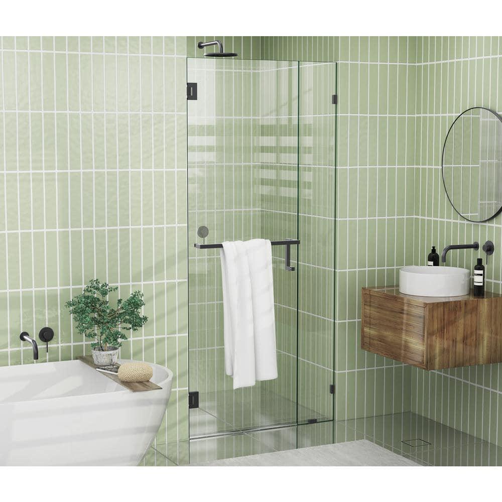 Umbra 34.5 in. x 78 in. Fully Frameless Wall Hinge Towel Bar Shower Door