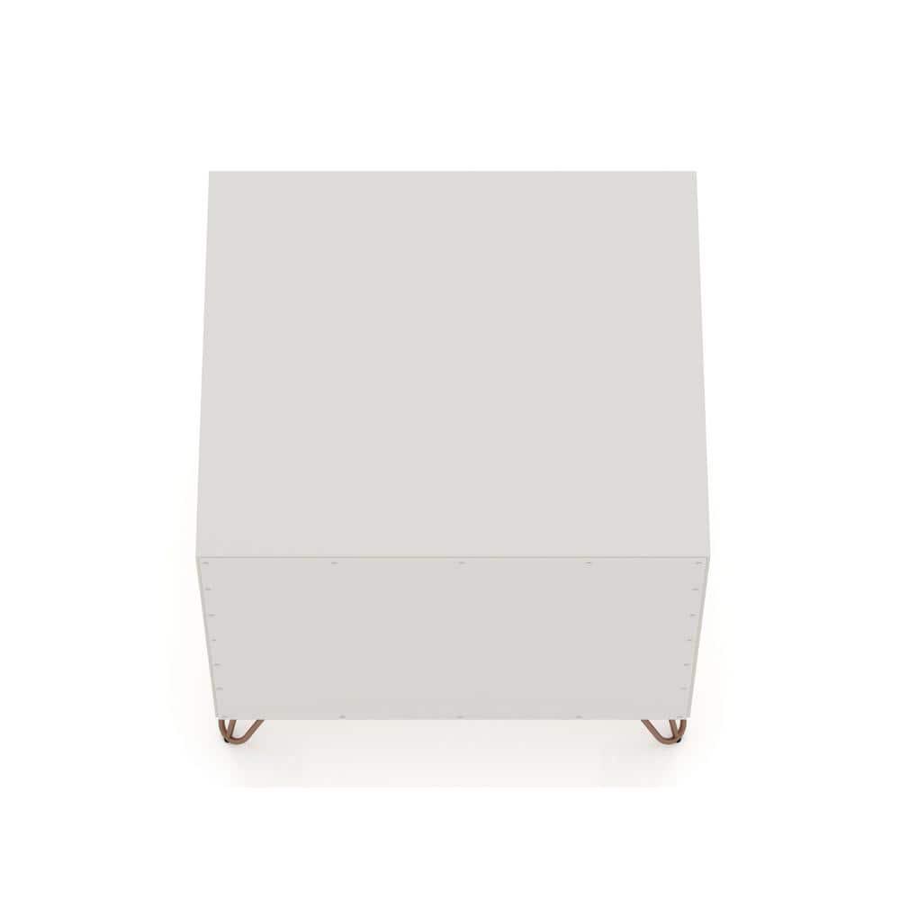 Set of 2 Rockefeller 1 Drawer Nightstands Off White/Nature - Manhattan Comfort