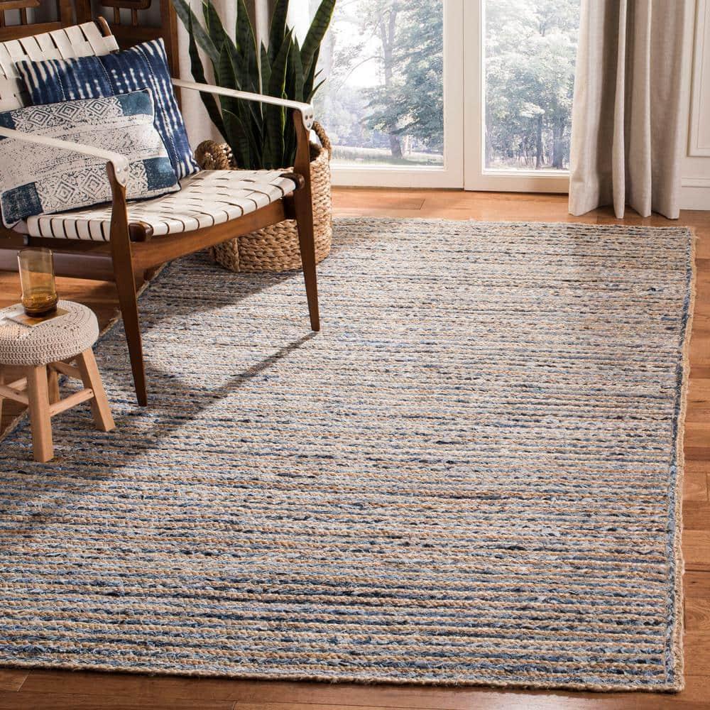 Cape Cod CAP250 Hand Woven Area Rug - Natural/Blue - 6'x9' - Safavieh.