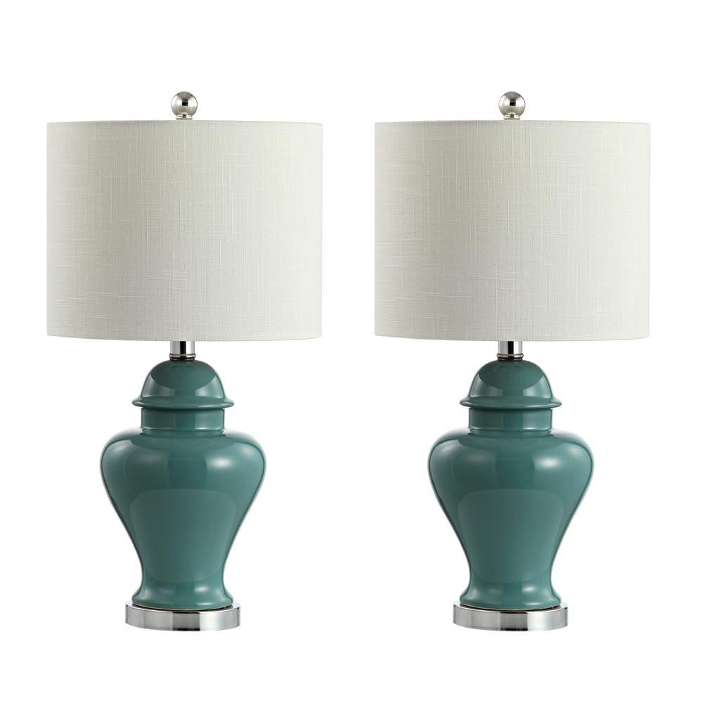 JONATHAN Y Qin 22" Ceramic/Iron Classic Cottage LED Table Lamp, Jade Green