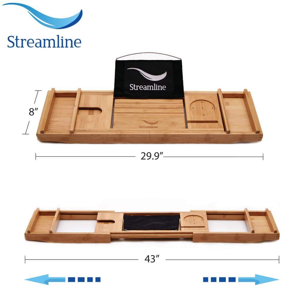 60" Streamline N320BBR Soaking Freestanding Tub and Tray With Internal Drain in Brushed Brass