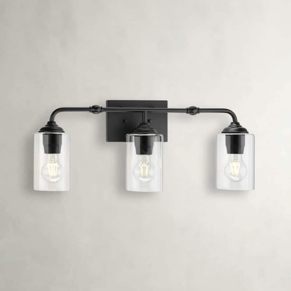 Avec 23.5 in. 3-Light Matte Black Luxe Vanity Light