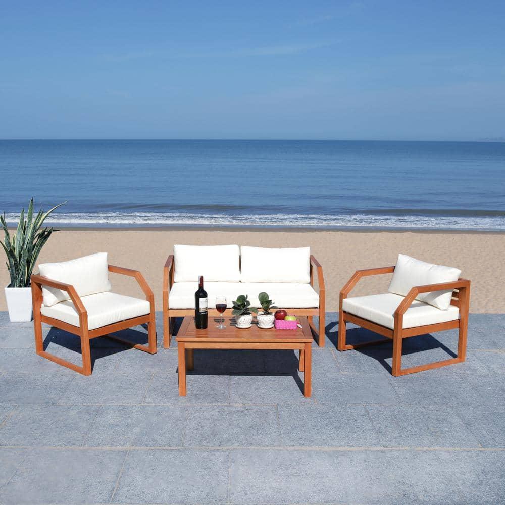 Dren 4 Piece Living Set - Indoor/Outdoor - PAT7067 - Natural/Beige - Safavieh