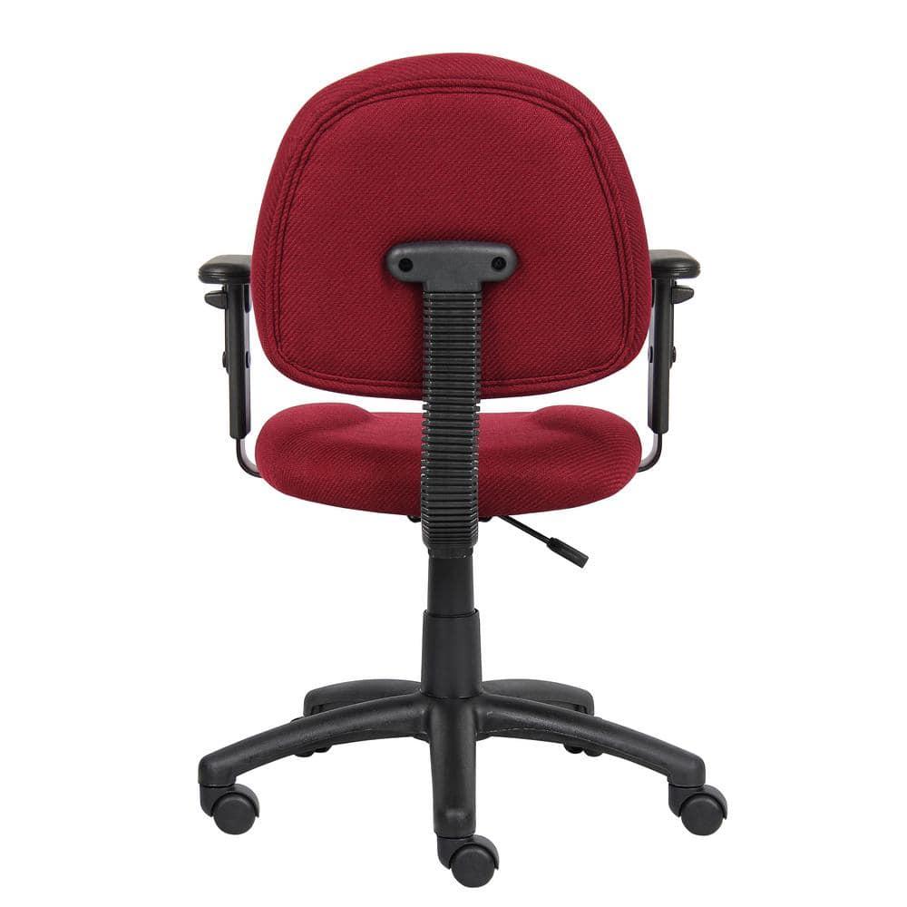 Deluxe Posture Chair with Adjustable Arms Burgundy - Boss Office Products: Ergonomic Swivel, Lumbar Support, Metal Frame