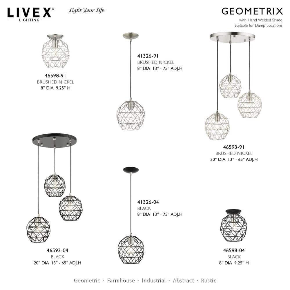Livex Lighting Geometrix 3 - Light Pendant in  Antique Brass