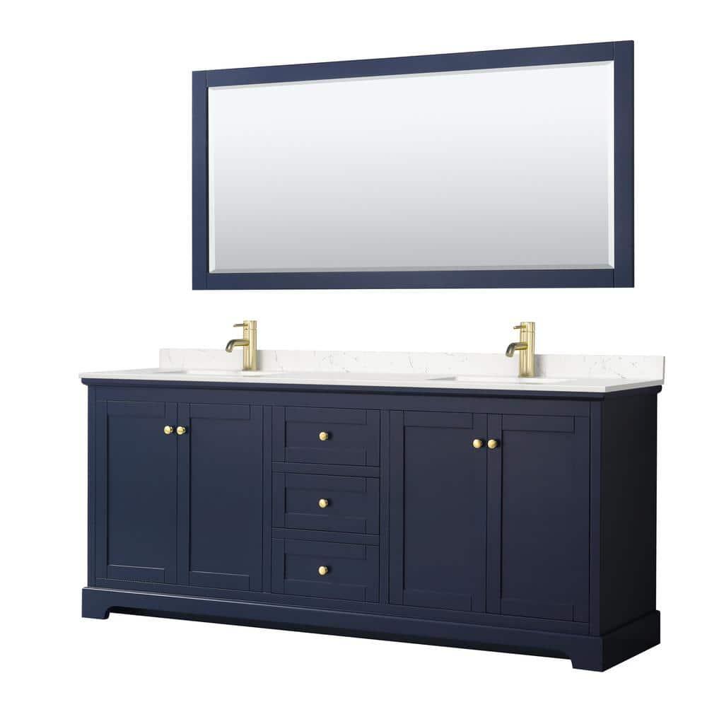 Wyndham Collection Avery 80'' Double Bathroom Vanity with Marble Top with Mirror