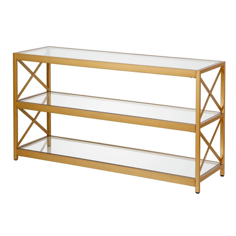 Evelyn&Zoe Hutton Rectangular TV Stand for TV's up to 50", Brass