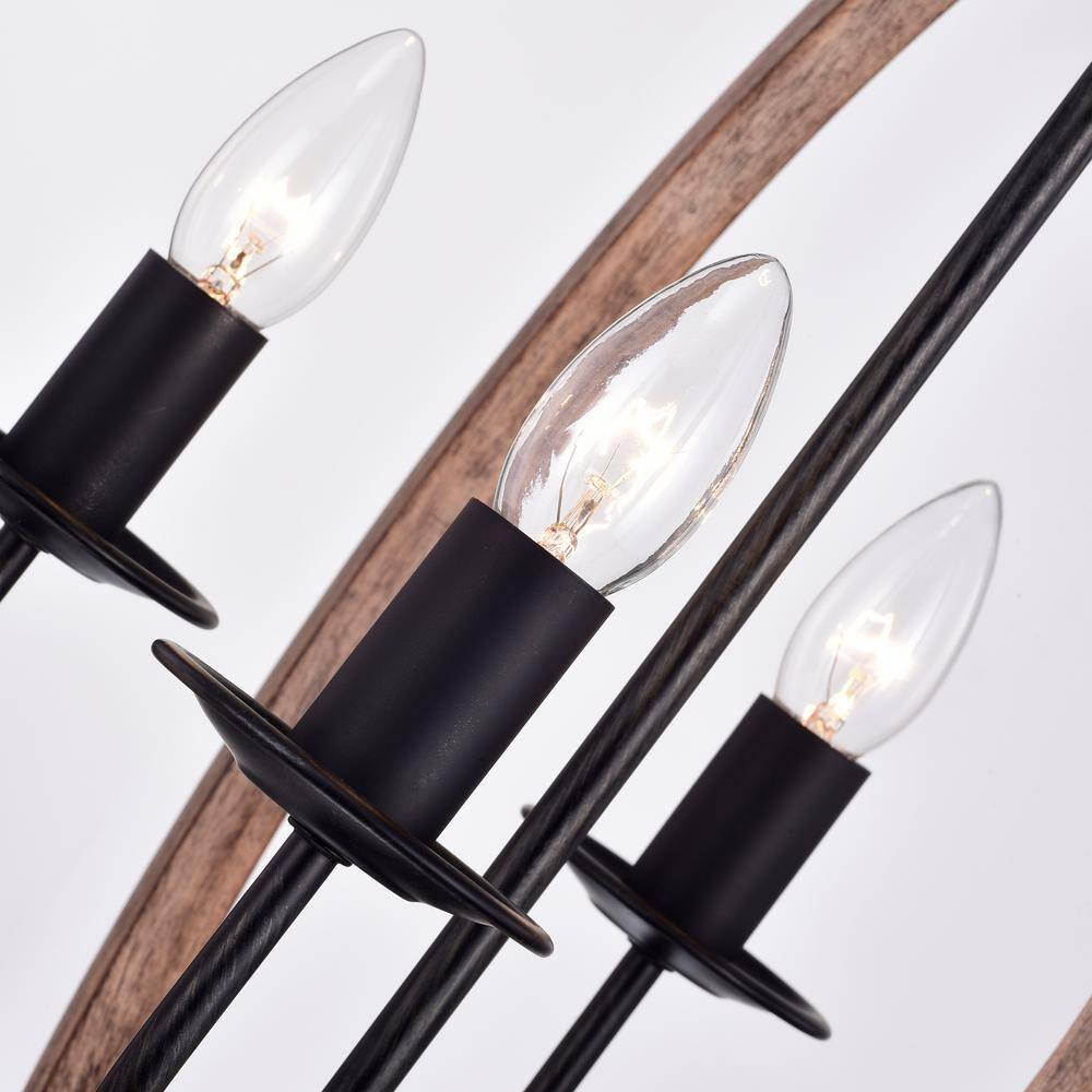 The Lighting Store Benita Antique Black Natural Wood Orb Chandelier