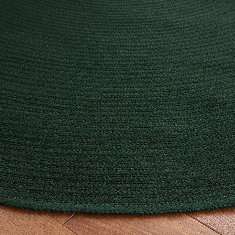 Braided BRD402 Hand Woven Area Rug - Dark Green - 5' round - Safavieh.