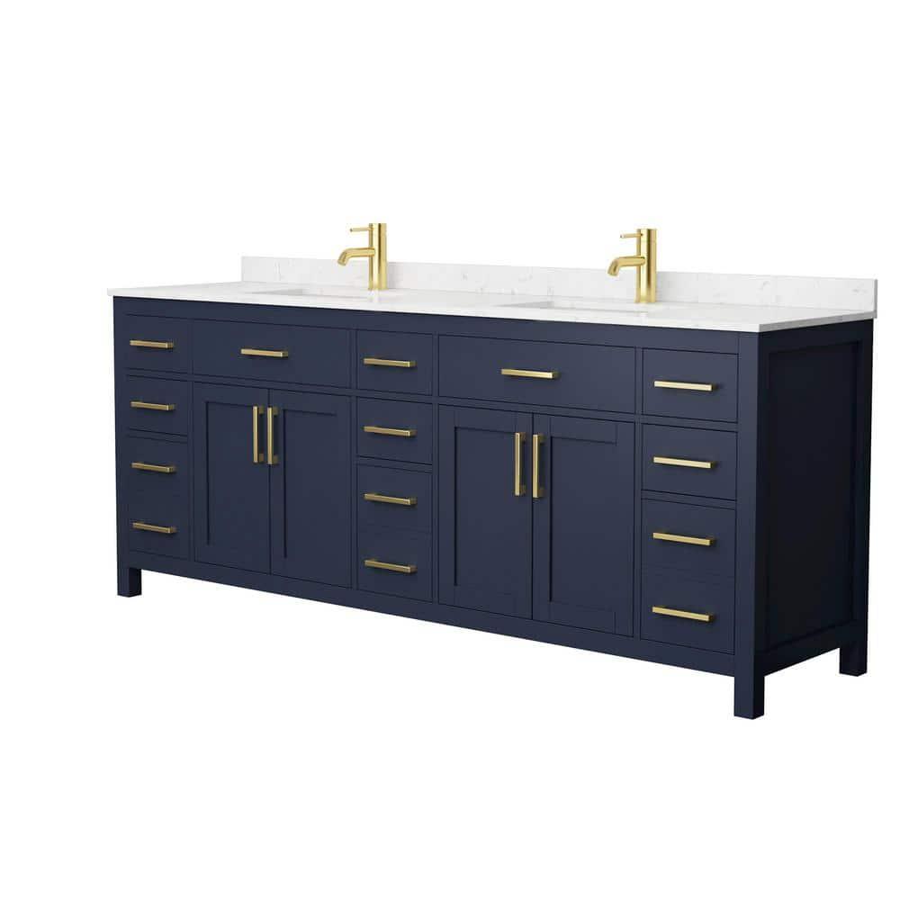 Wyndham Collection Beckett 84" Freestanding Double Bathroom Vanity with Cultured Marble Top