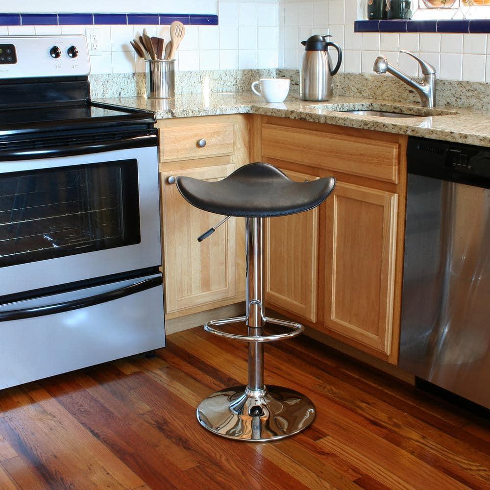 AmeriHome Adjustable Swivel Seat Backless Bar Stool with Polished Chrome Plated Steel Base