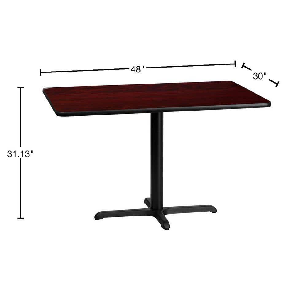 Flash Furniture 30'' x 48'' Rectangular Mahogany Laminate Table Top with 23.5'' x 29.5'' Table Height Base