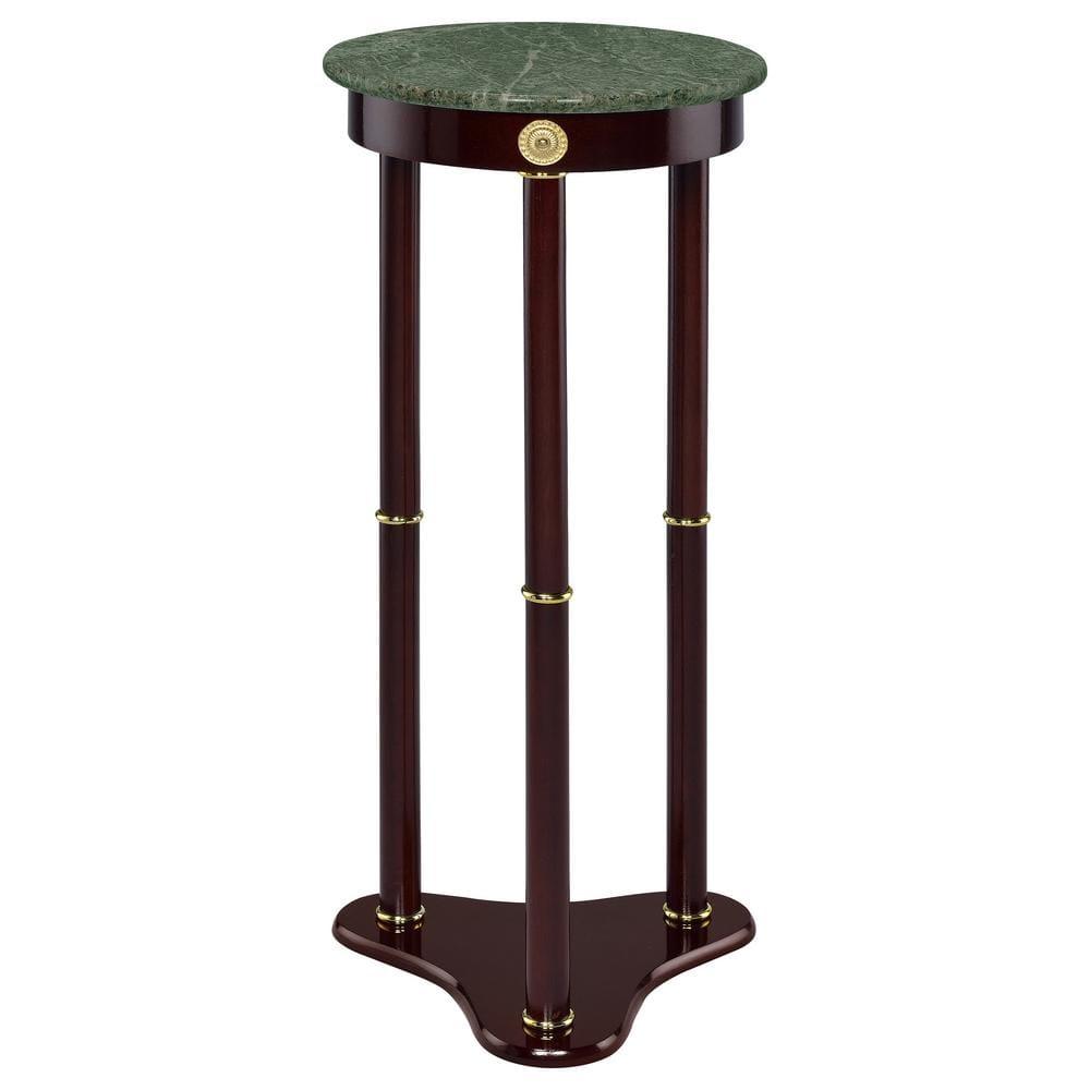 Monarch Specialties Edie Round Marble Top Accent Table Merlot