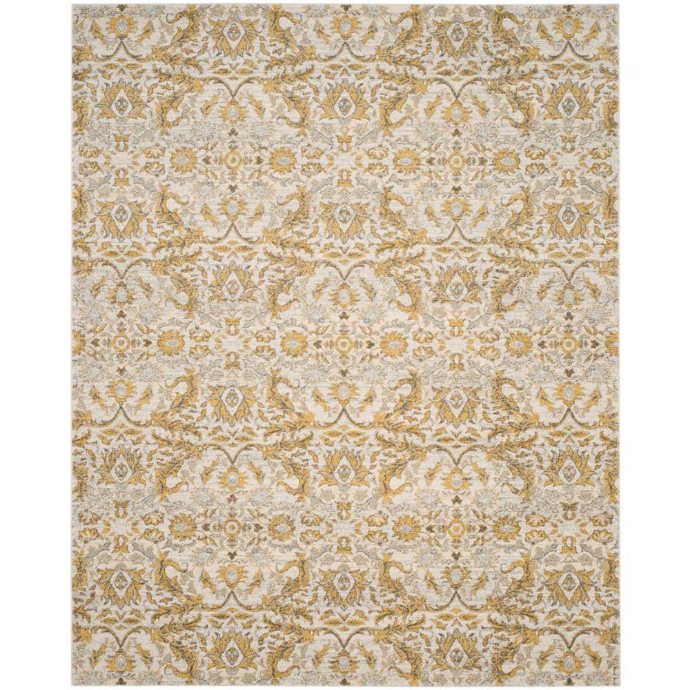 Adie Damask Ivory/Gold Area Rug