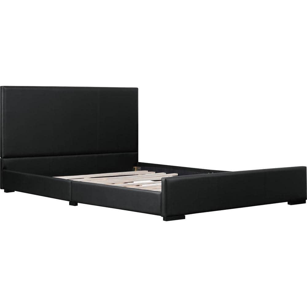 Camden Isle Abbey Platform Bed | Upholstered | Low Profile | King, Black