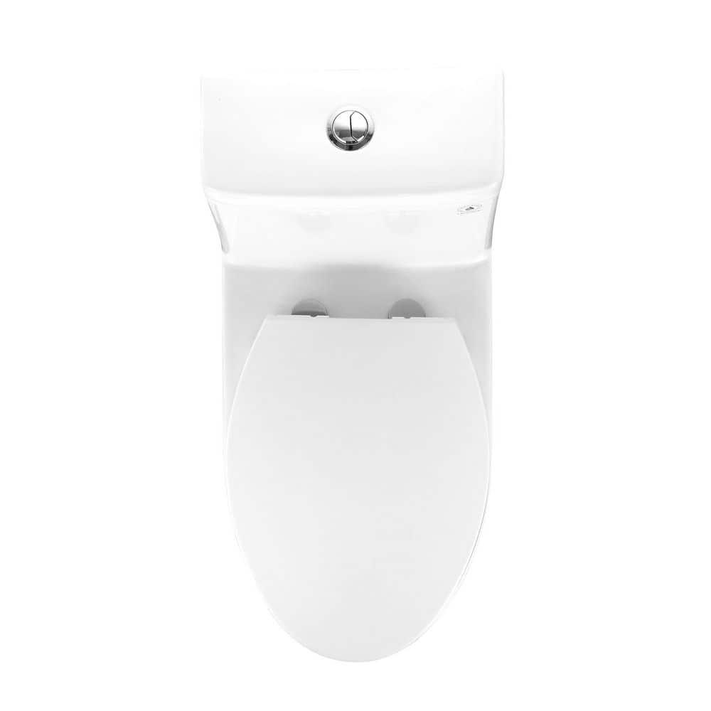 DeerValley Ally Dual-Flush Elongated One-Piece Toilet with Glazed Surface Modern Toilet with Comfort Seat Height  (Seat Included) DV-1F52816
