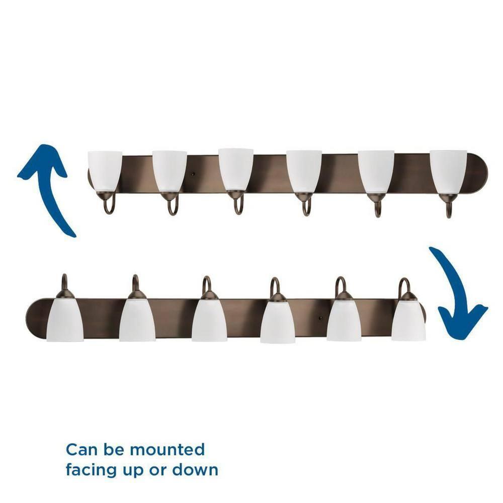 Progress Lighting Gather 6-Light Bath Bracket, Steel, Antique Bronze, Etched Glass Shades