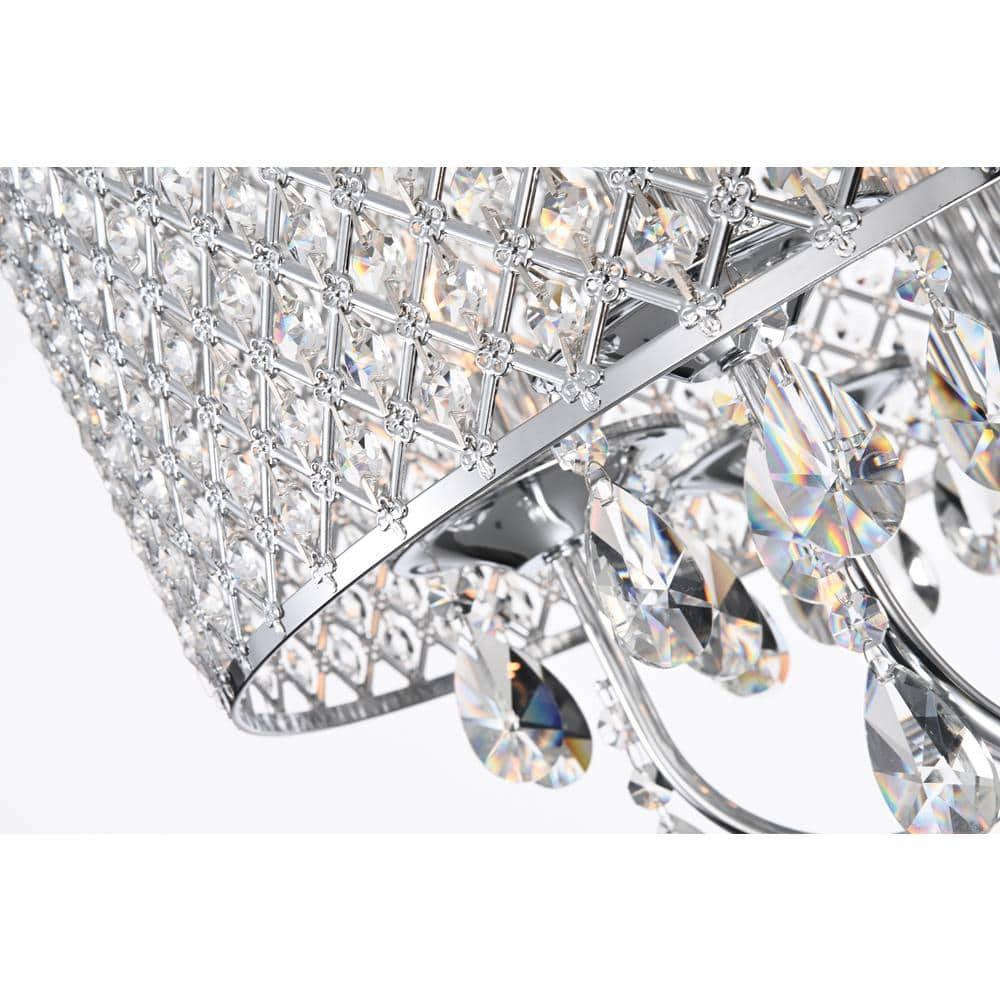 EDVIVI LIGHTING Round Beaded Drum Chandelier with Hanging Crystals Chrome 6 22" Gold
