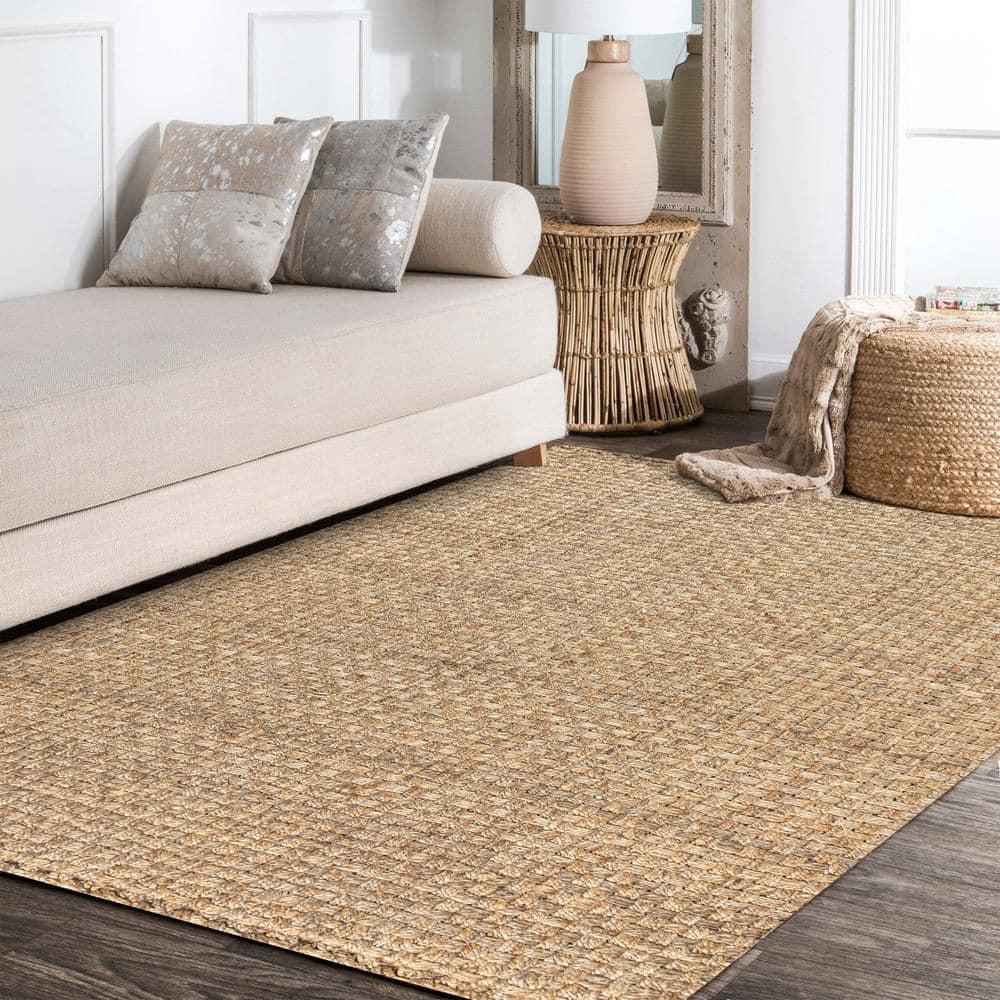 5'x8' Estera Hand Woven Boucle Chunky Jute Area Rug, Natural - JONATHAN Y