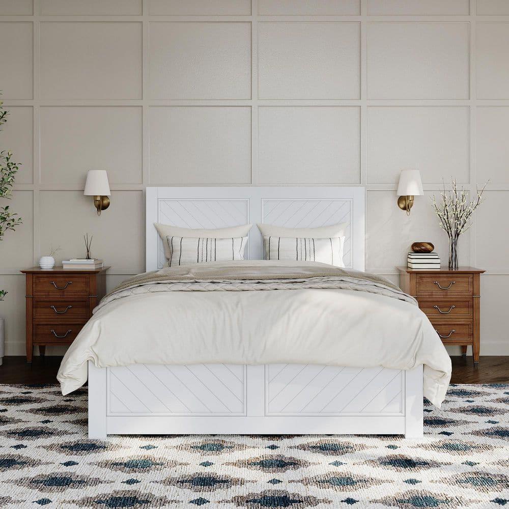 AFI Canyon White Solid Wood Foundation Bed Frame with Matching Footboard, Full