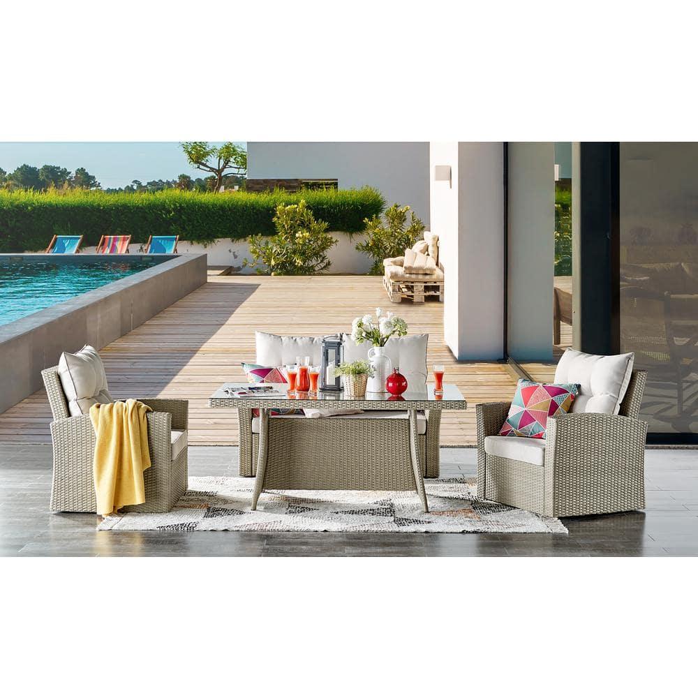 Alaterre Canaan Cushion Resin Wicker Outdoor Loveseat - Brown