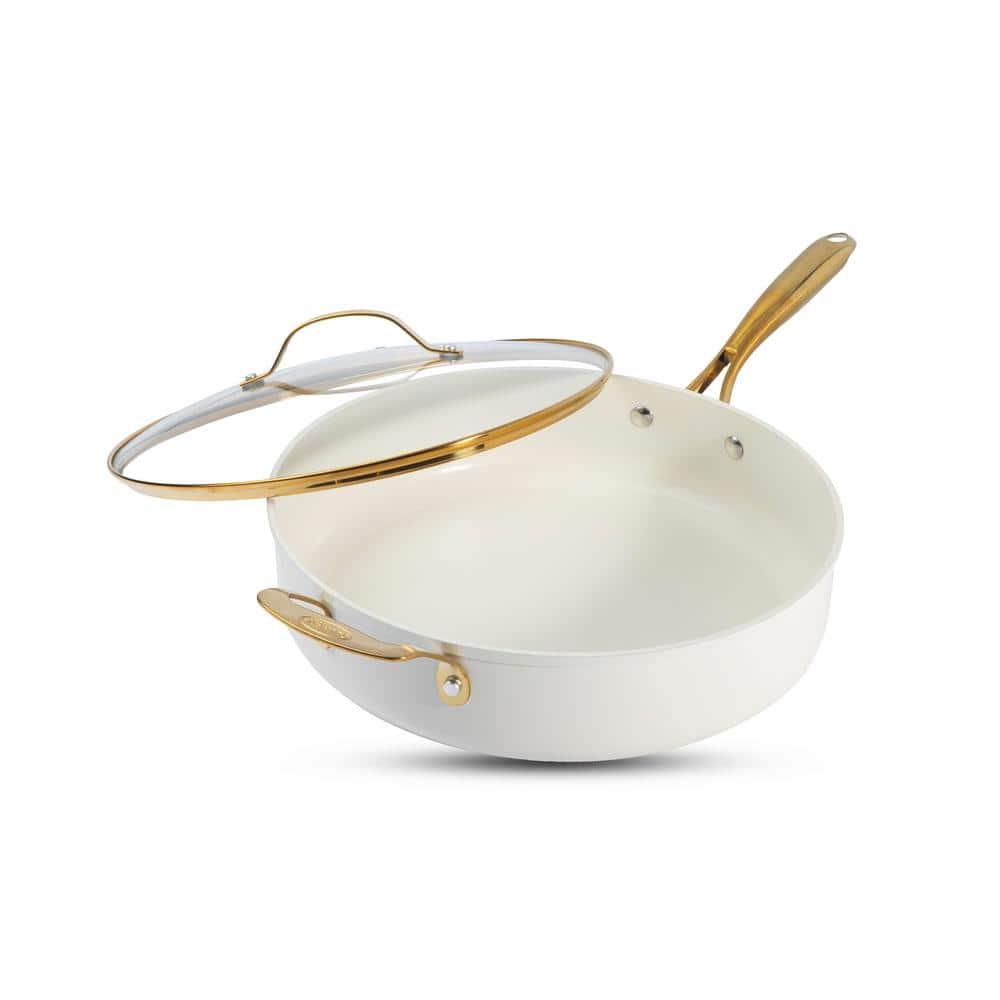Gotham Steel Gotham Steel Naturals Cream Ultra Nonstick Ceramic 5.5 Qt Jumbo Cooker Pan with Lid