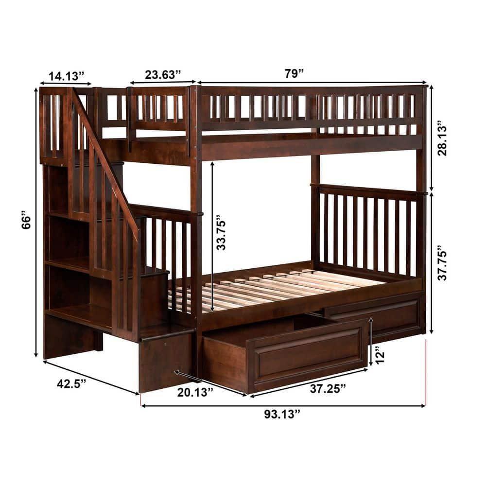 Woodland Staircase Bunk Bed Twin over Twin in Multiple Colors and Configurations