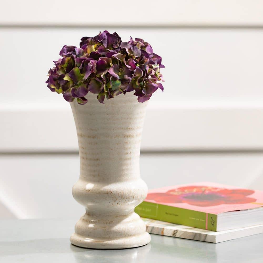 Sullivans Ceramic Urn Vase 10"H Off-White