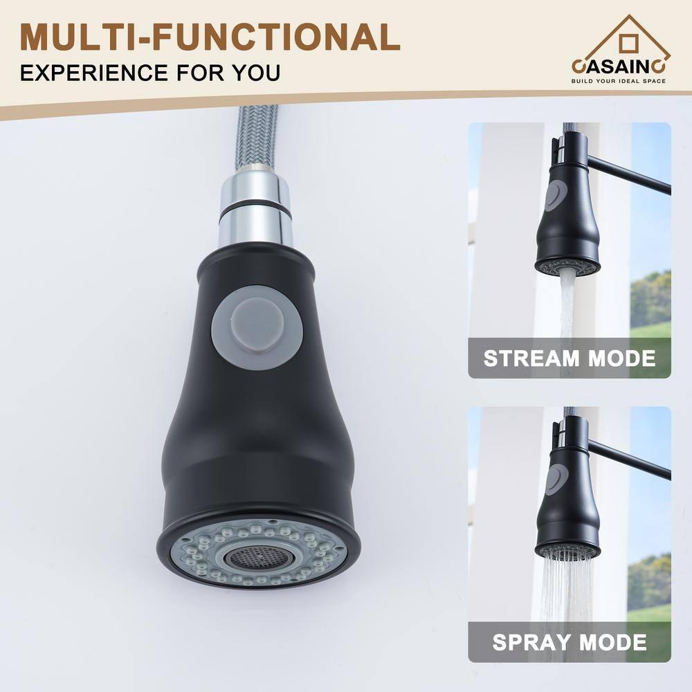 CASAINC 1.8 GPM Single-Handle Spring Pull-Down Kitchen Faucet Single Hole Faucet