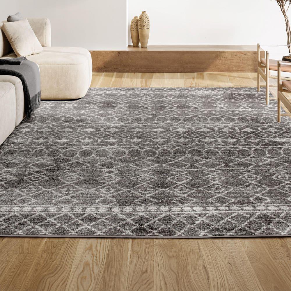 8'x10' Izil Moroccan Beni Souk Area Rug, Gray/Cream - JONATHAN Y