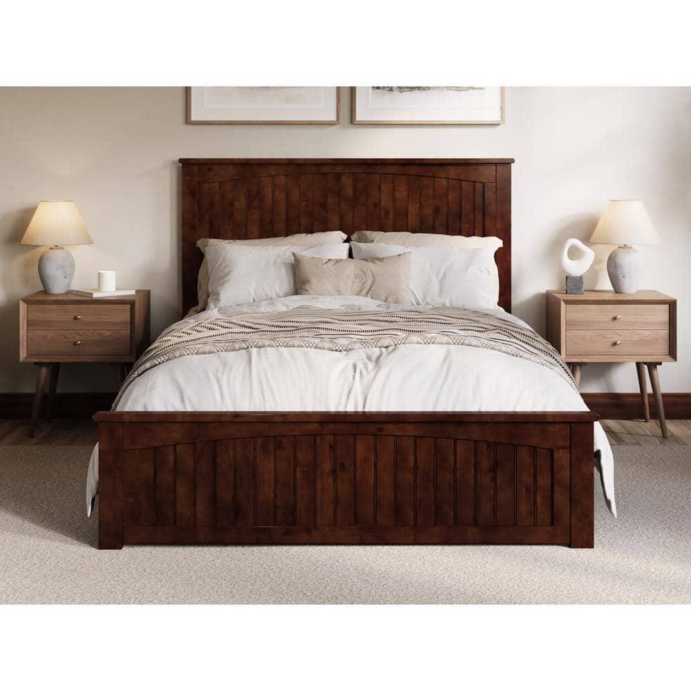 AFI Naples Queen Solid Wood Low Profile Platform Bed with Matching Footboard, Walnut
