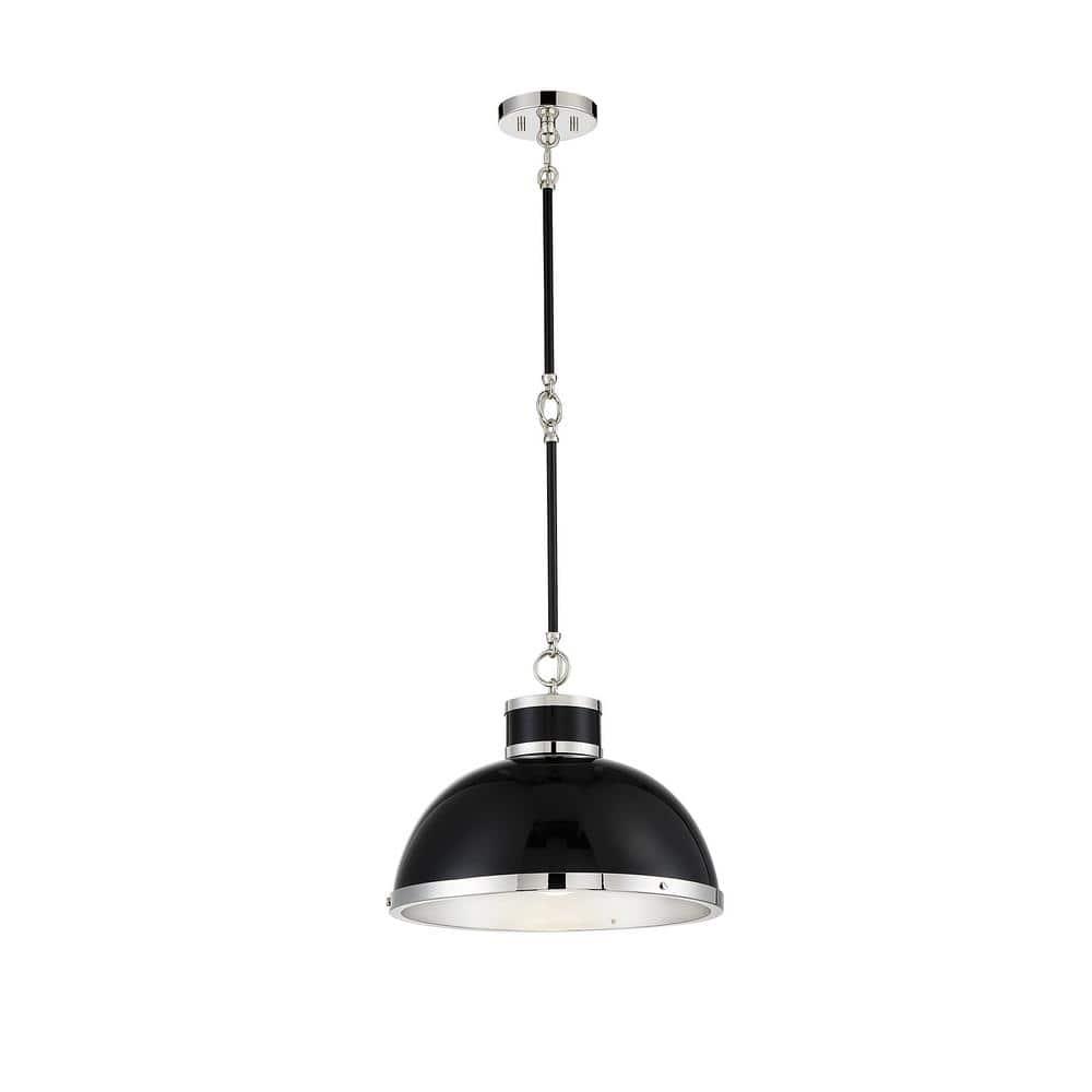 Savoy House Corning 1 - Light Pendant in  Black/Polished Nickel