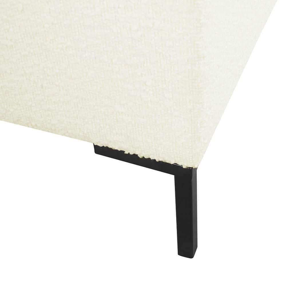 Medium Storage Bench with Metal Legs Cream Boucle - HomePop: Upholstered Rectangle for Modern Decor, Seats 2