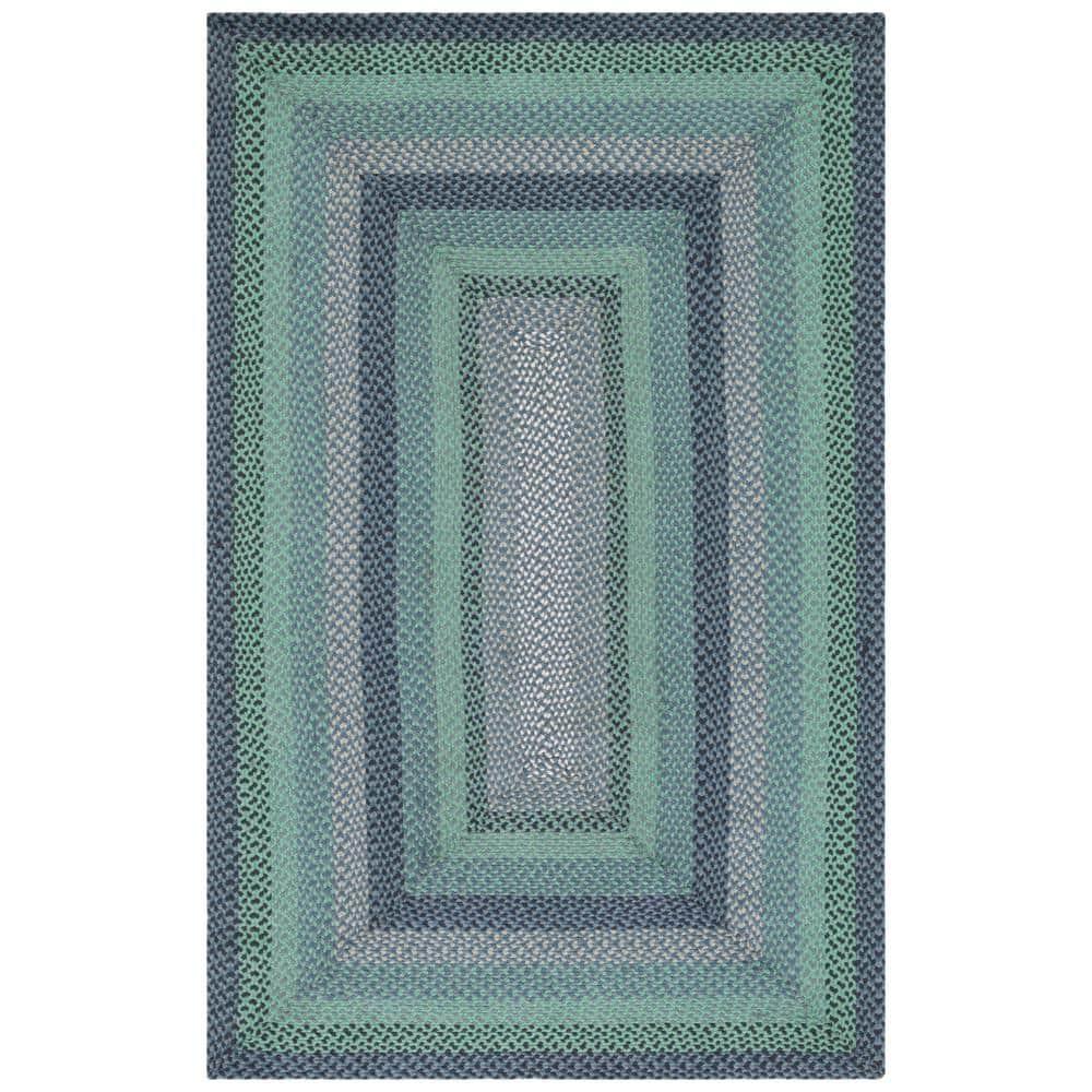 SAFAVIEH Braided Claes Bordered Reversible Area Rug, Grey/Green, 5' x 8'