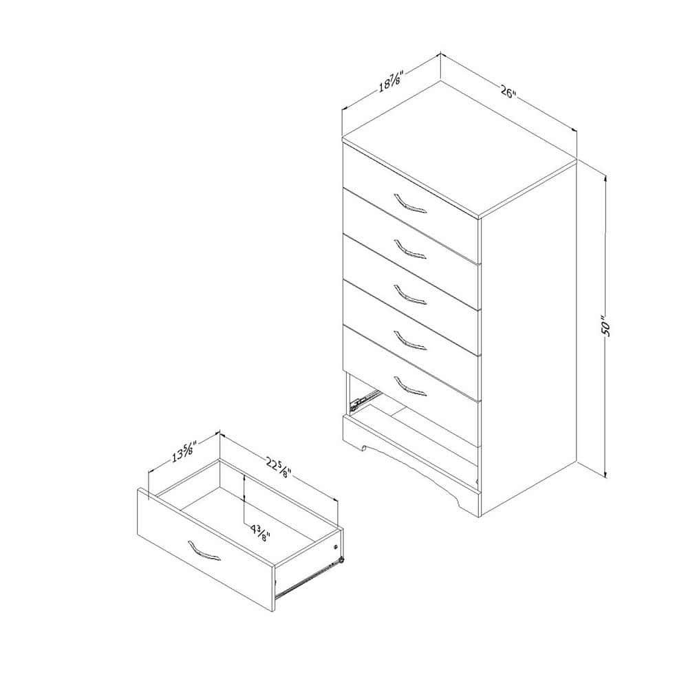 South Shore Step One, Contemporary Chest,  White