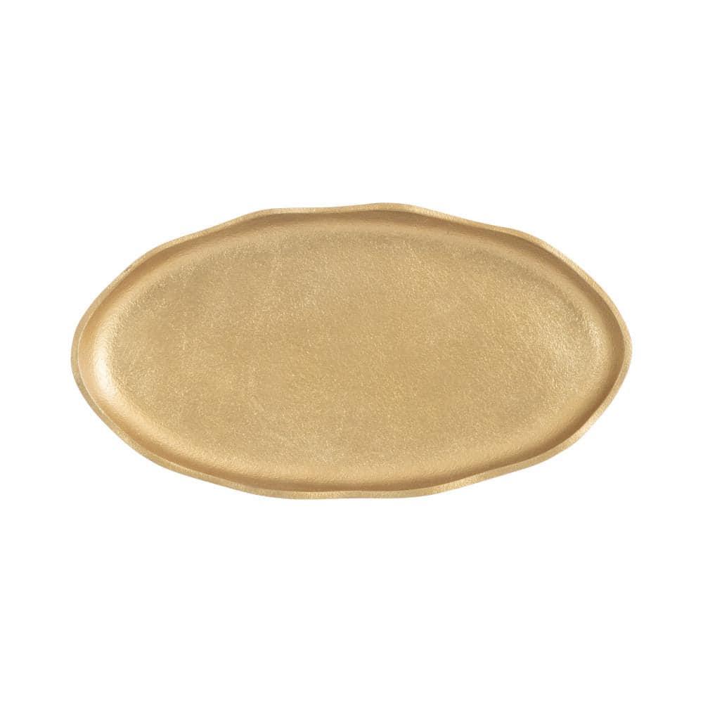 Kate and Laurel Alessia Oval Decorative Tray, 14x8, Gold