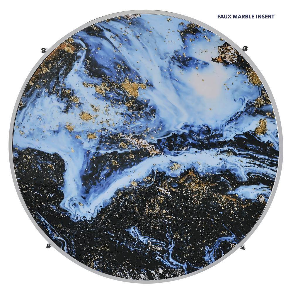 Steve Silver Averie Contemporary 23" Reversible Round End Table, Blue