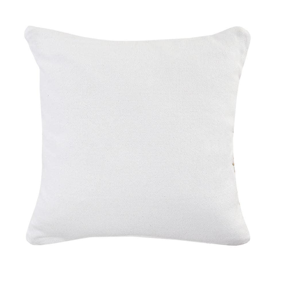 LR Home Rin Bordered Farmhouse Cotton Throw Pillows, Natural/White, 20" x 20", Set of 2